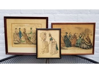 Antique Hand Colored Godey's Fashion Prints