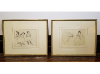 Collection Of 2 Framed & Matted Reproduction Prints Of Degas's Sketches