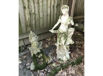 2 Charming Outdoor Garden Figural Sculptures