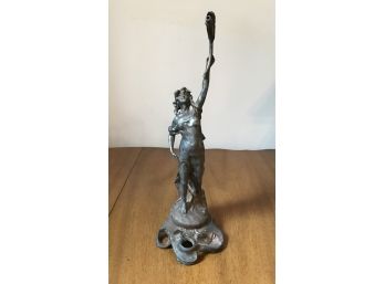 Monumental Vintage Cast Bronze Figural Table Lighter