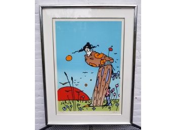 Framed Contemporary Cartoon Like Print, Signed And Numbered