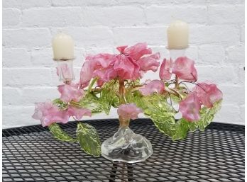 Breathtaking Venetian Glass Floral Candleholder