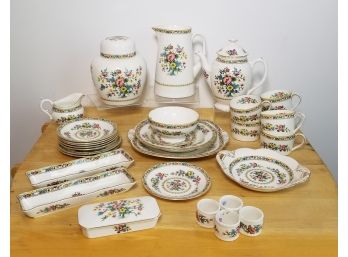 Amazing 28 Pieces Collection Of Coalport 'Ming Rose' Pattern Tea And Dessert Service