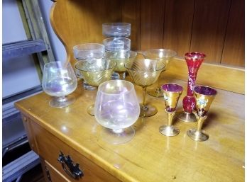 Vintage Depression Glass And Painted Glassware