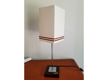 Mid Century Style Mahogany Base Chrome Table Lamp
