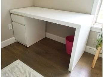 Chic Danish Modern White Lacquered Office Desk