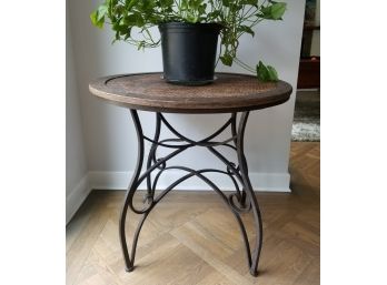 Rustic Wrought Iron And Wicker Bistro Table