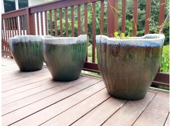 Trio Of Large Ceramic Planters
