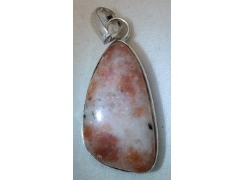 1 1/4 X 7/16 Silver Plated Natural Sunstone Pendant