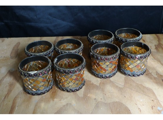 8 Decorative Glass Votive Candle Holders
