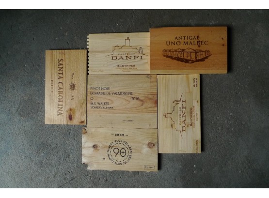 6 Piece Wooden Wine Crate Profile Plates Lot