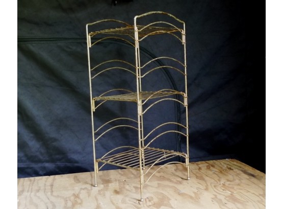 3 Level Gold Painted Metal Magazine Stand