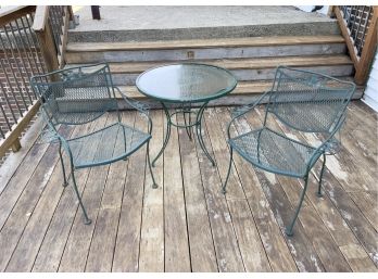 Vintage Iron Patio Chairs And Glass Top Table