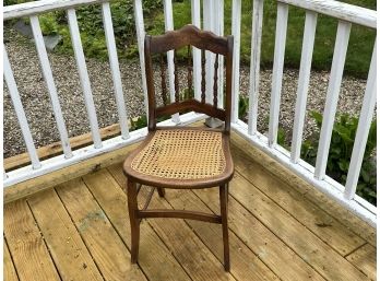 Antique Wood Cane Spindle Back Chair