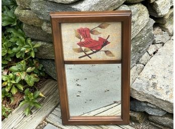 Vintage Cardinal Needlepoint Mirror