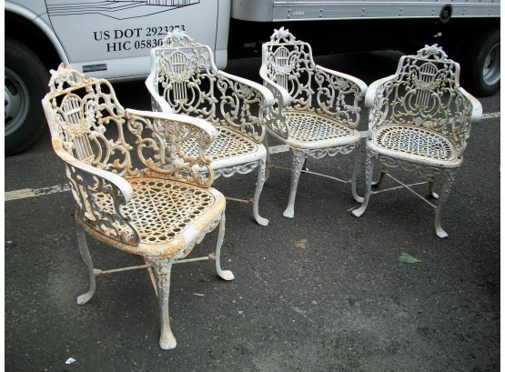 Absolutely Incredible Antique Victorian Cast Iron Garden Chairs C.1890  - Paid $2900