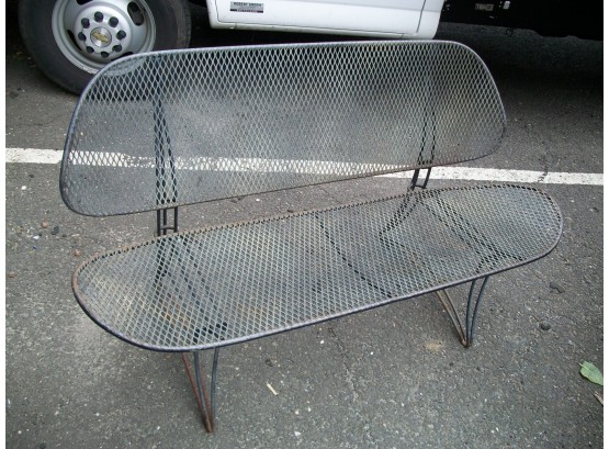 Fantastic Vintage Mid Century Wrought Iron Bench W/Mesh GREAT PIECE !