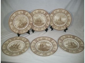 Six Wedgwood Plates - Sailing Ships Bethel, Raven, Others 'George C. Whales' RARE !
