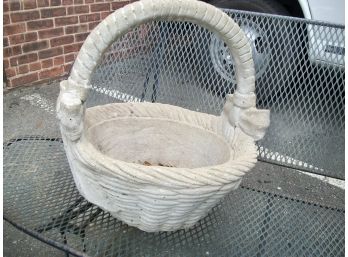 Large Vintage Cement 'Basket' Planter W/'Bows' - Nice Piece