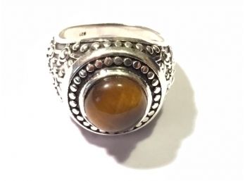 Wonderful Sterling Silver / 925  Ring W/Tiger Eye W/Original Box