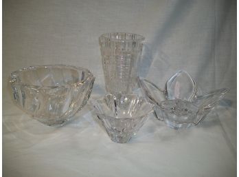 Four Pieces Quality Art Glass - Three ORREFORS One Waterford (Marquis)
