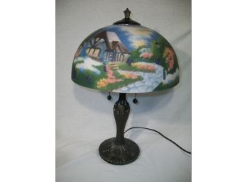 Absolutely STUNNING 'Handel Style' Reverse Painted Lamp AMAZING !