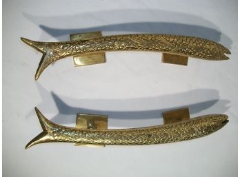 Incredible Pair Of MID CENTURY 1950's/60's  Brass Fish Figural Door Pulls / Handles