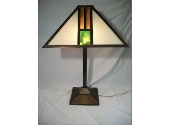 Fantastic Arts & Crafts Style / Mission Slag Glass Table / Desk Lamp - Great Quality