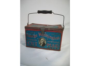 Vintage George Washington Cut Plug 'Lunch Pail' Tobacco Tin - Great Item