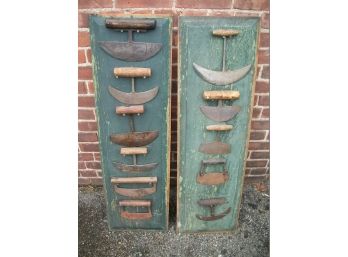 INCREDIBLE Lifetime Collection Of Kitchen Chopper Mounted On Antique Panels