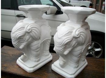 Pair Of Fantastic 'Blanc De Chine'  Pottery Elephant Stands - MANY Decorative Uses