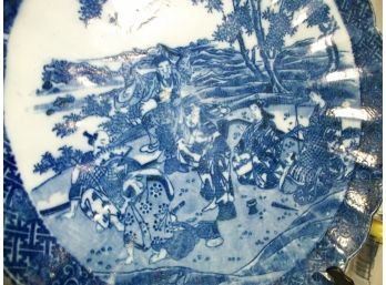 HUGE Antique / Vintage Asian ? Chinese ? Japanese ? Blue & White Charger