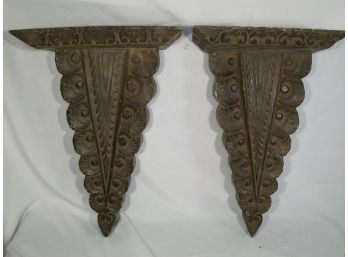 Pair Large Hand Carved Bracket Shelves  - Made In Italy  - Nice Details