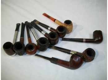 Ten Vintage Estate Pipes / Sterling Silver /  Airograte & Grabow.