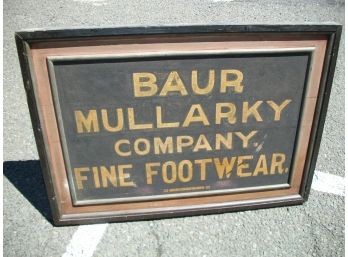 Antique (c.1910) 'Baur Mullarky Co. Fine Footwear' Trade Sign - Old Smalts Paint