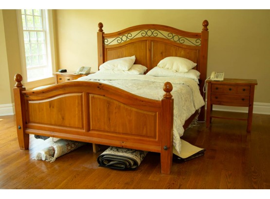 Pine And Wrought Iron King Bed Frame