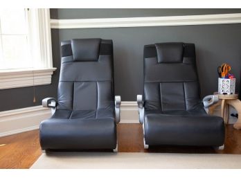 Pair X-Rocker Black Leather Gaming Chairs