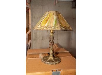 Antique Brass Tiffany Style Stained Glass Lamp