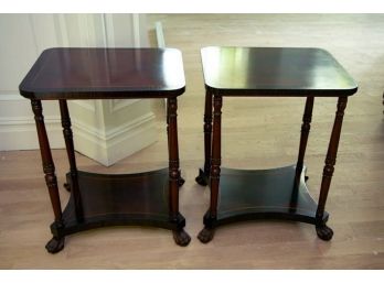 Pair Inlaid Side Tables