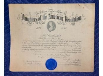Antique D.A.R. Certificate