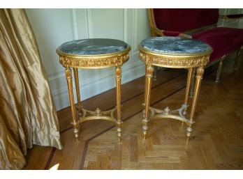 Pair Marble Top Side Tables