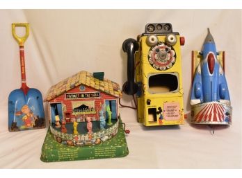 Collection Of Vintage Tin Toys And More