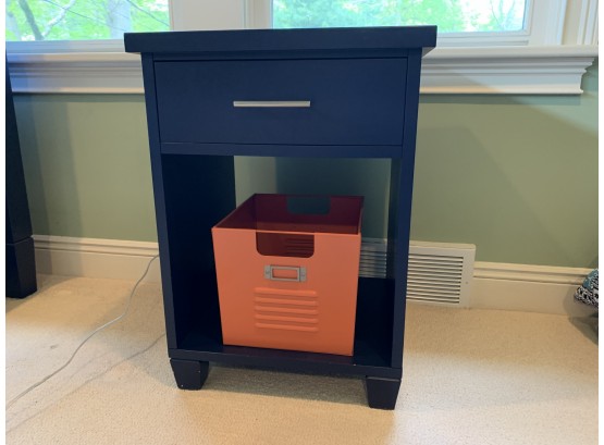 Pottery Barn Teen Coastal Collection Night Stand In Navy With Orange Metal Bin