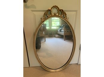 Bow Ribbon Crested Oval Mirror