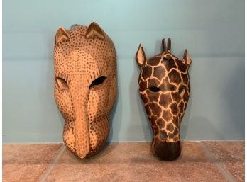 Two African Carved Wooden Animal Masks