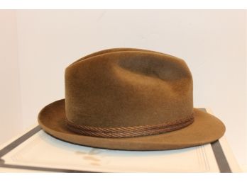 STETSON Sovereign Brown Fur Cashmere Fedora Sz 7/56cm Men's Hat-MILFORD PICK UP