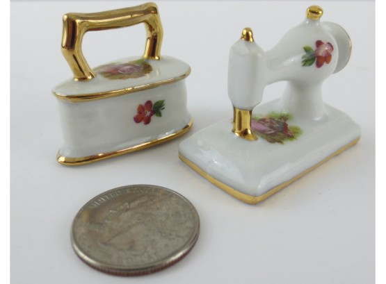 Vintage Limoges Miniature Sewing Machine And Iron