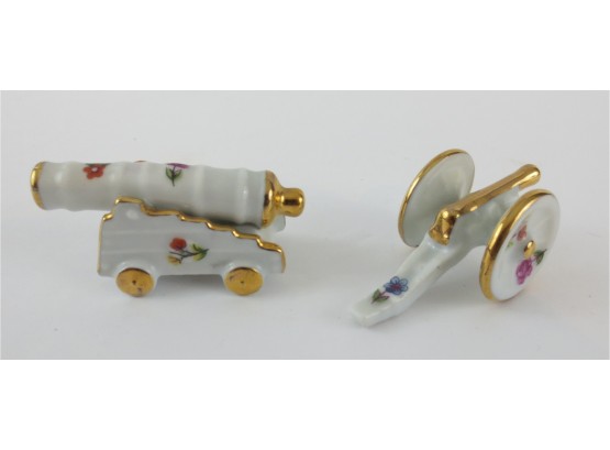 Vintage Limoges Miniature Cannons Group Of 2