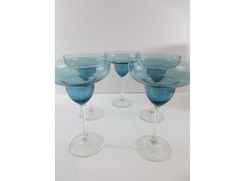 Blue Margarita Glasses Group Of 5