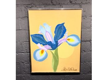 Original Vintage Iris Painting By CT Artist Chris DeRito - Signed And Dated 1983